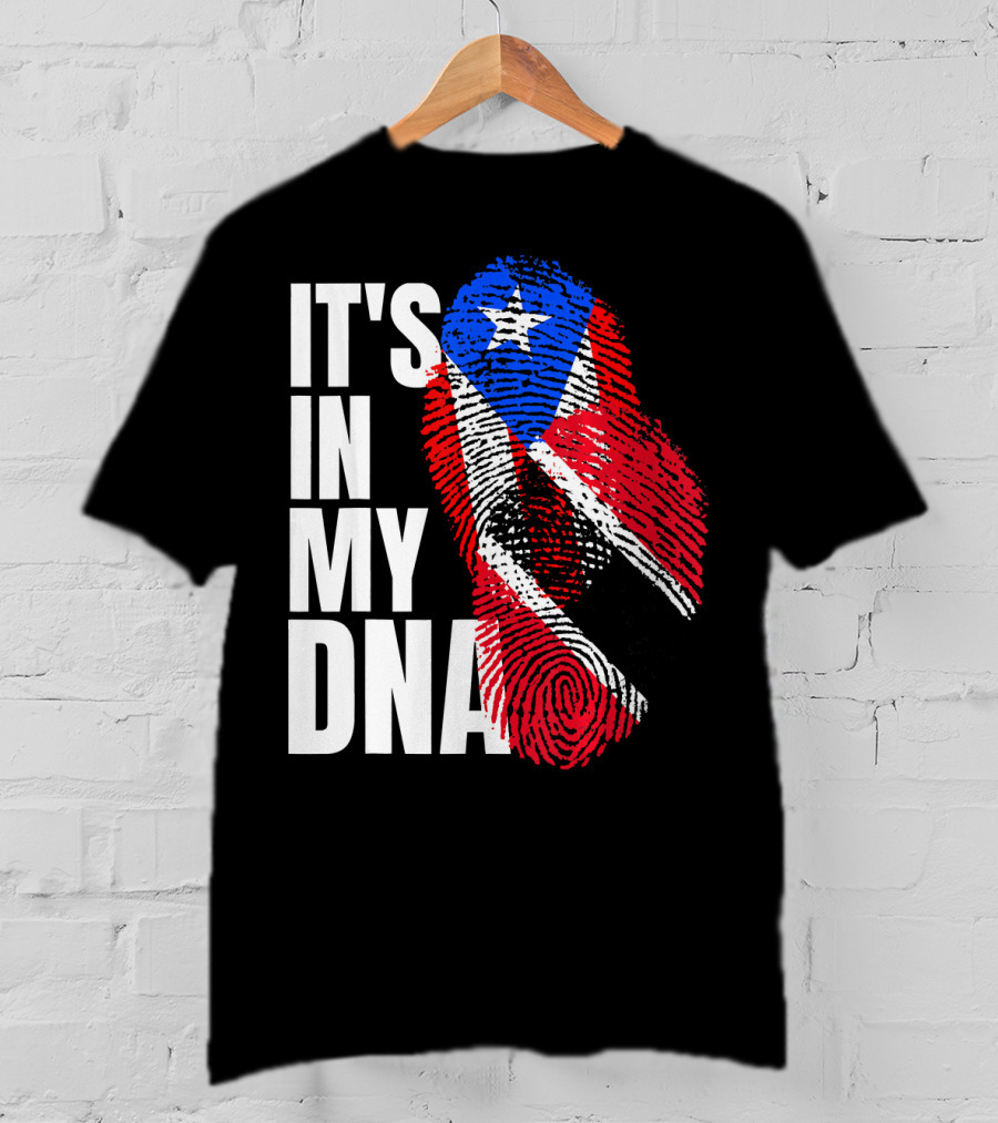 Trinidadian And Boricua Mix It's In My DNA Flag Fingerprint T-Shirt
