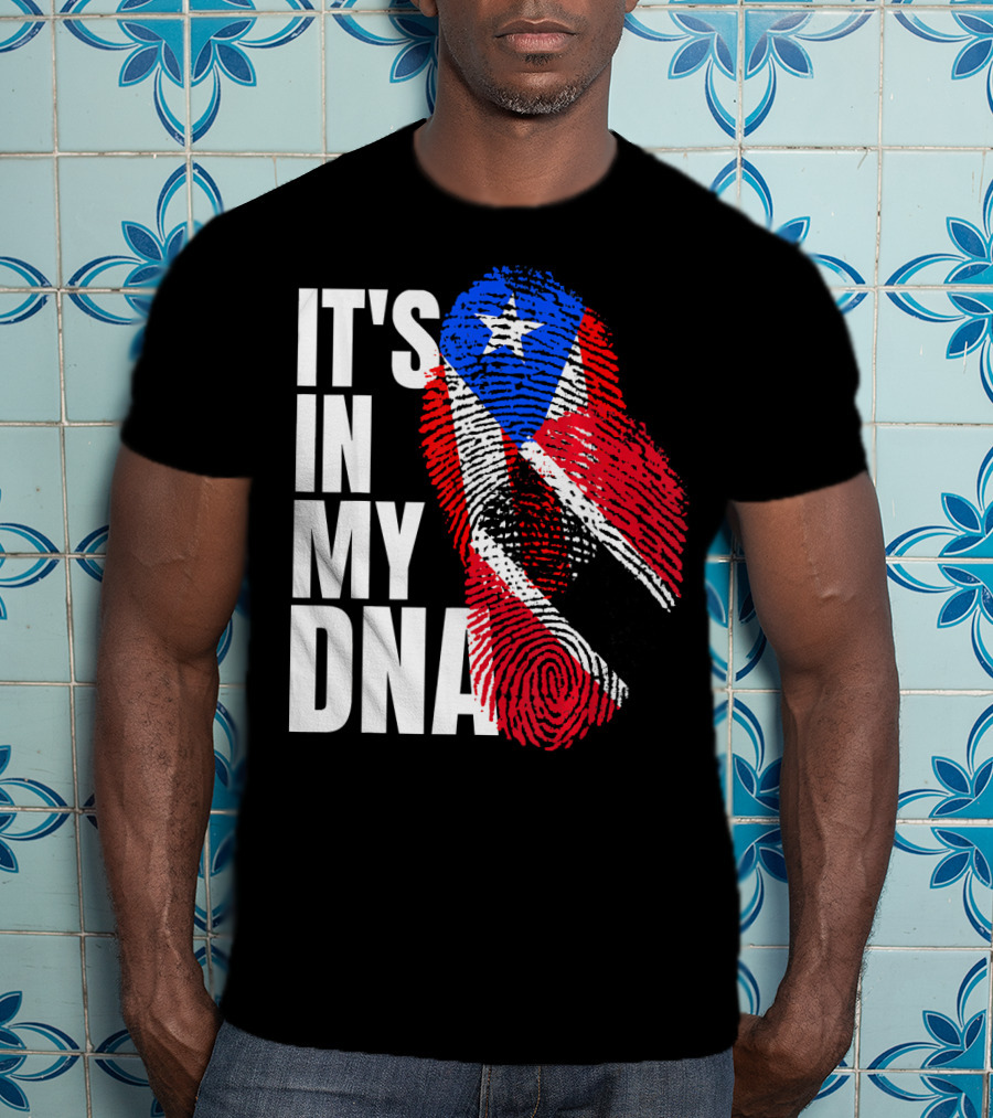 Trinidadian And Boricua Mix It's In My DNA Flag Fingerprint T-Shirt