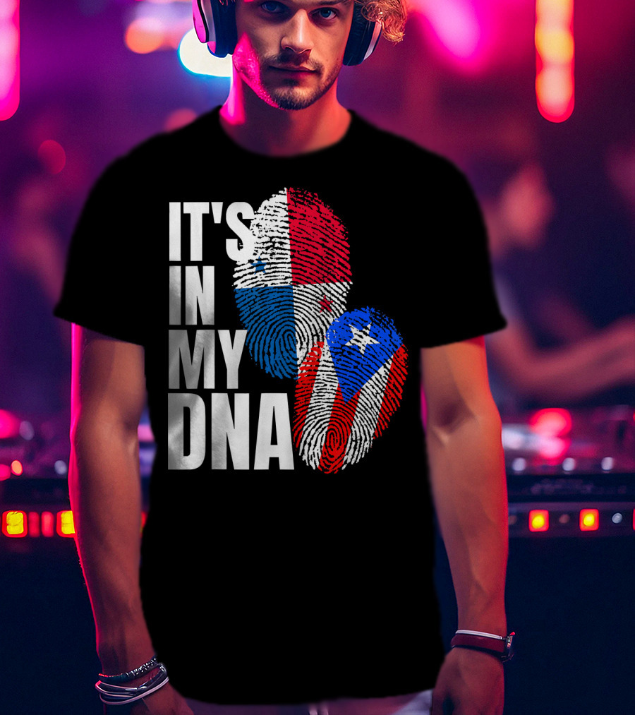 Panamanian Puerto Rican It's In My DNA Fingerprint Flag T-Shirt