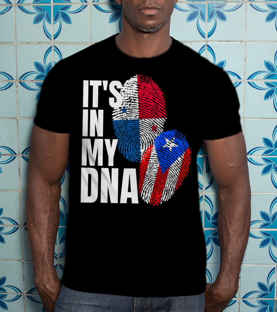 Panamanian Puerto Rican It's In My DNA Fingerprint Flag T-Shirt