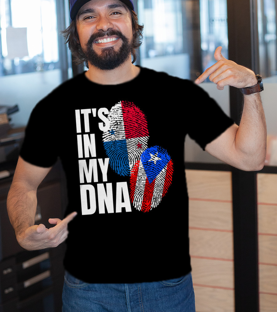 Panamanian Puerto Rican It's In My DNA Fingerprint Flag T-Shirt