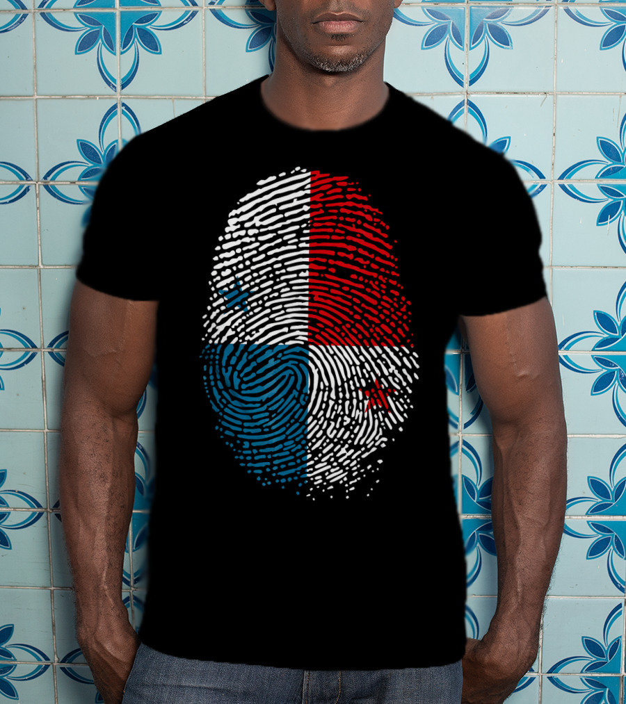 Panama Flag Fingerprint DNA For Birthday T-Shirt