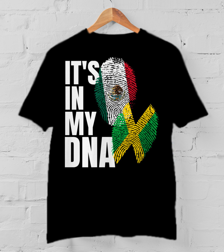 It's In My DNA Jamaican Mexican Flag Fingerprint Heritage T-Shirt