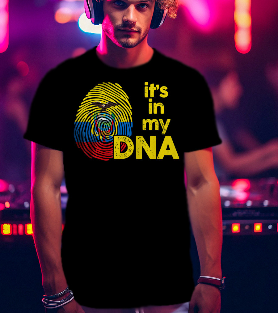 Ecuador Flag Fingerprint It's In My DNA T-Shirt