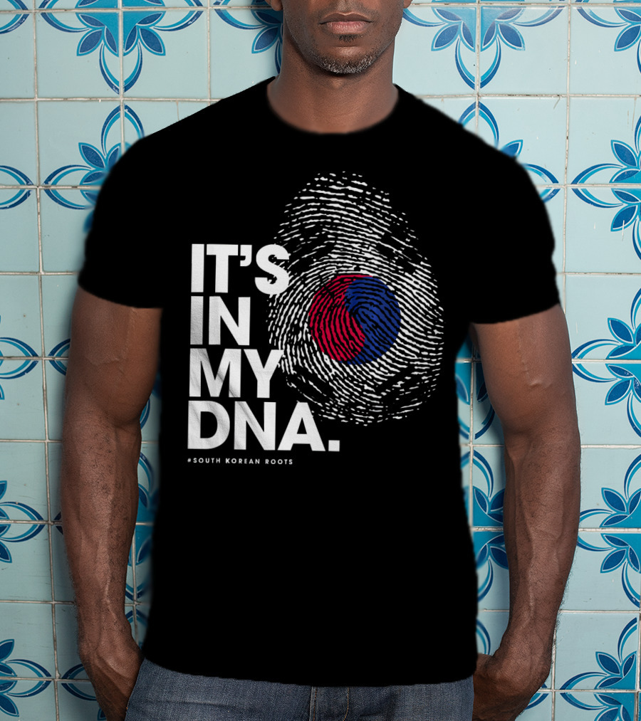 IT'S IN MY DNA South Korean Roots Fingerprint Flag T-Shirt
