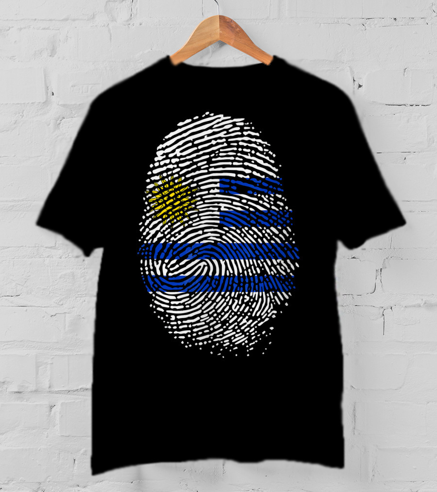 Uruguay Fingerprint Flag Theme Birthday DNA T-Shirt