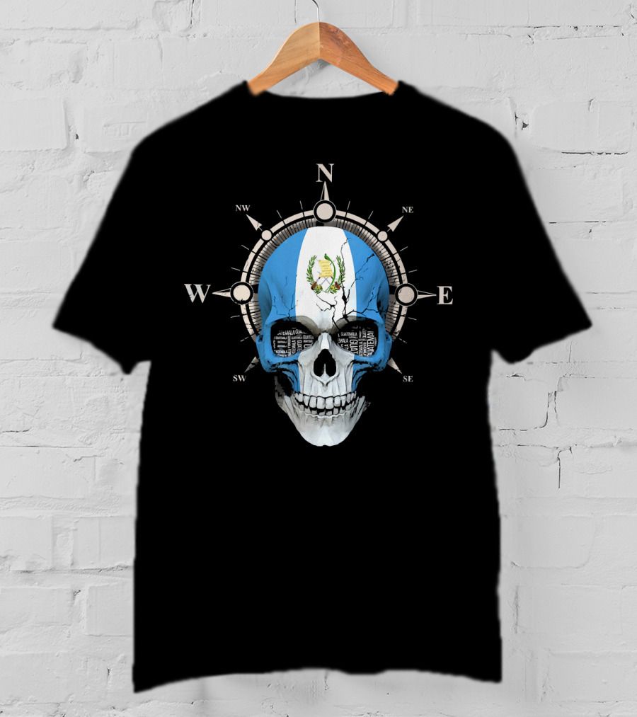 Guatemala Flag Skull Compass Guatemalan Directions T-Shirt
