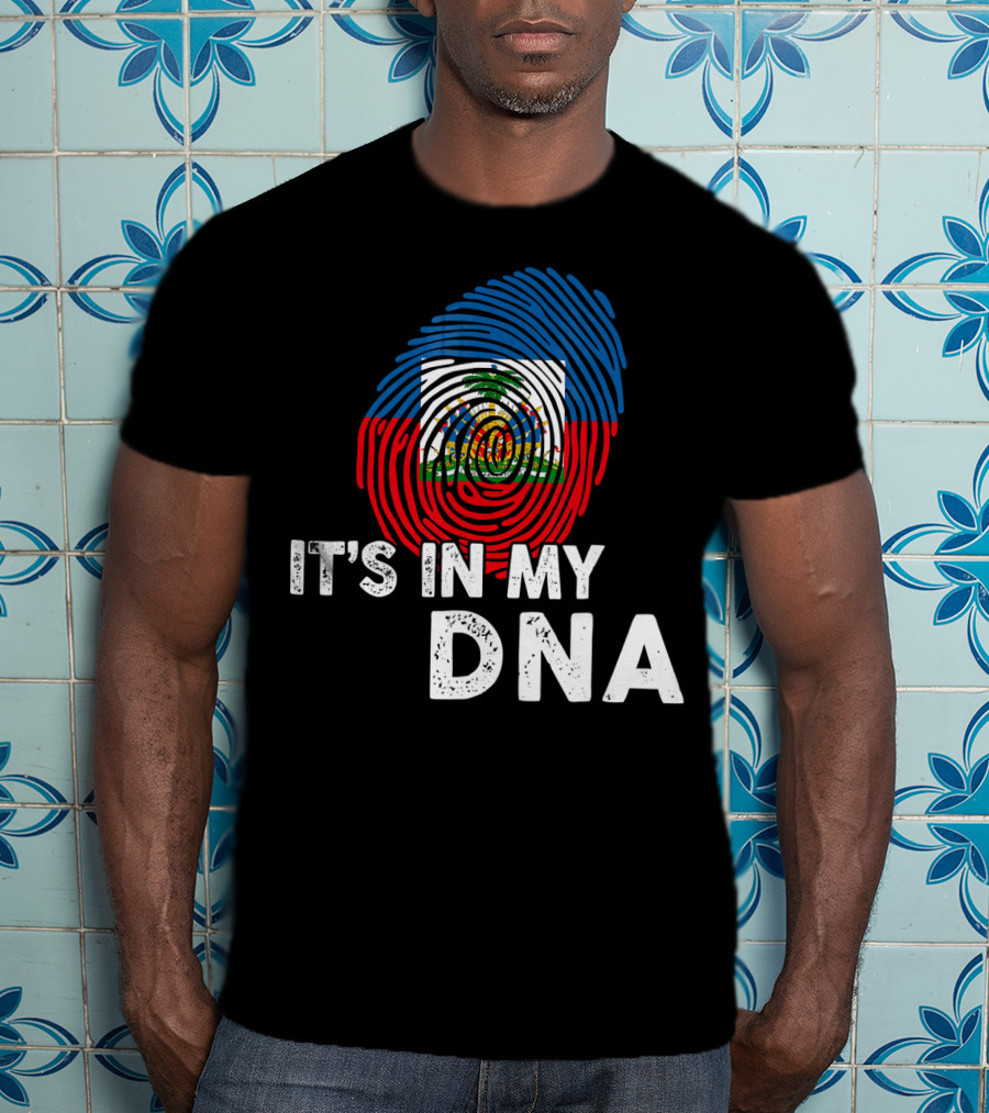 Haiti Flag Fingerprint It's In My DNA Haitian Pride T-Shirt