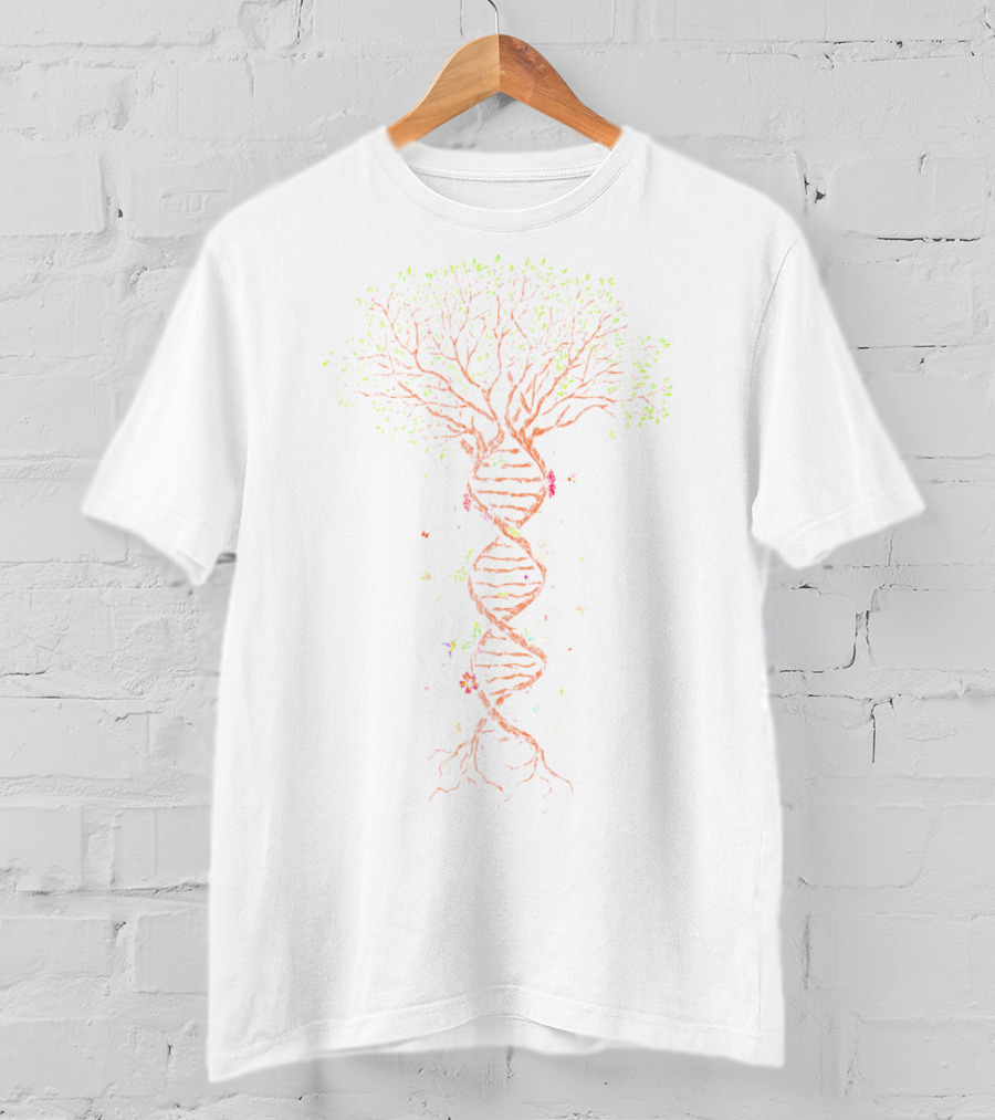 DNA Tree Of Life Green Vegan Biology Vin Nature Roots Branches Leafy Spiral T-Shirt
