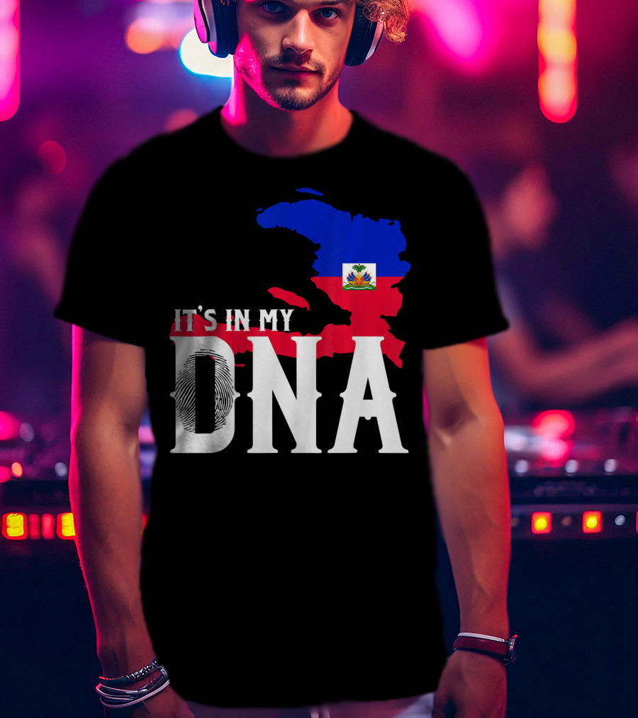 It's In My DNA Fingerprint Prideful Haiti Flag Map T-Shirt