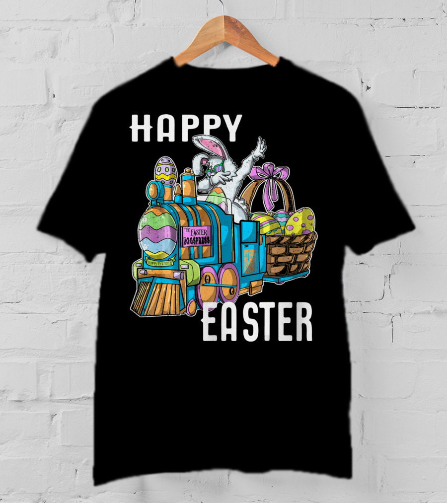 HAPPY EASTER Eggspress Bunny Train With Basket And Dabbing Rabbit T-Shirt