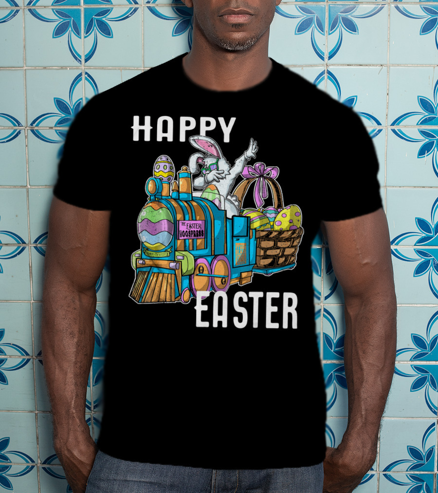 HAPPY EASTER Eggspress Bunny Train With Basket And Dabbing Rabbit T-Shirt