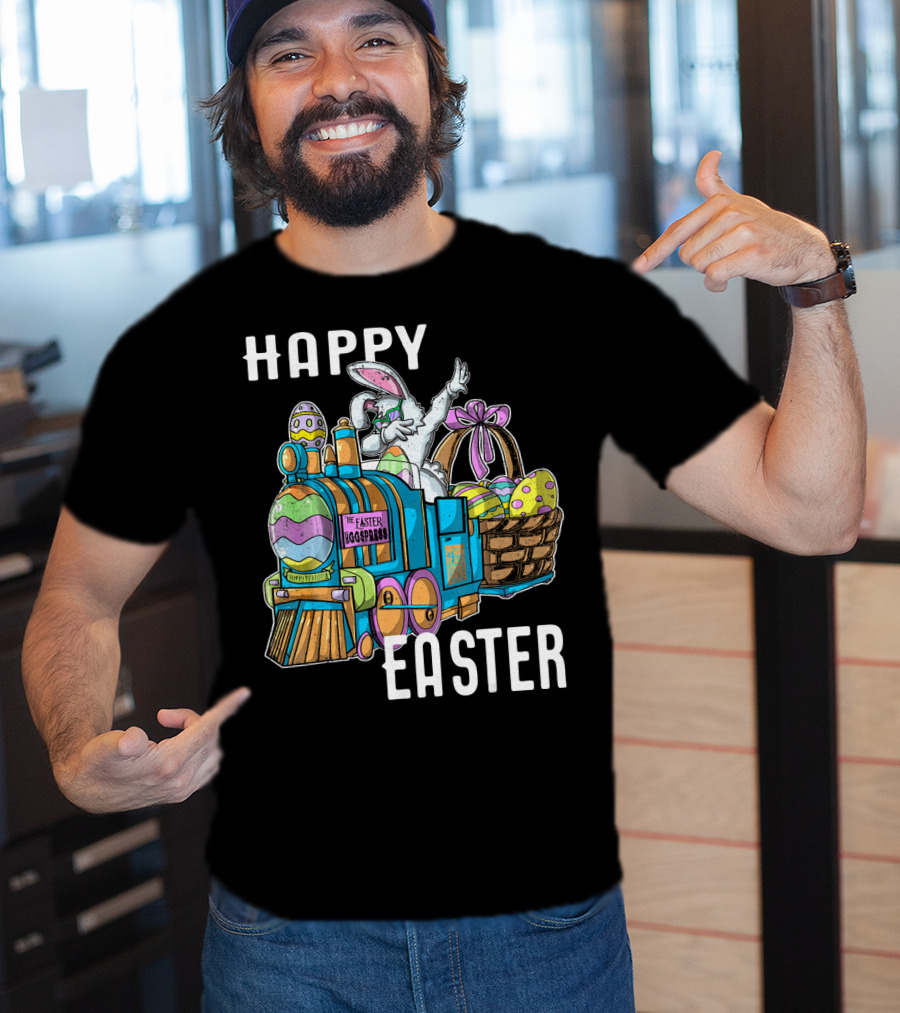 HAPPY EASTER Eggspress Bunny Train With Basket And Dabbing Rabbit T-Shirt