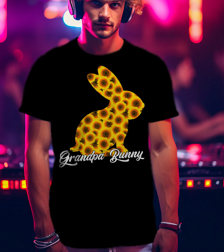 Grandpa Bunny Sunflower Floral T-Shirt