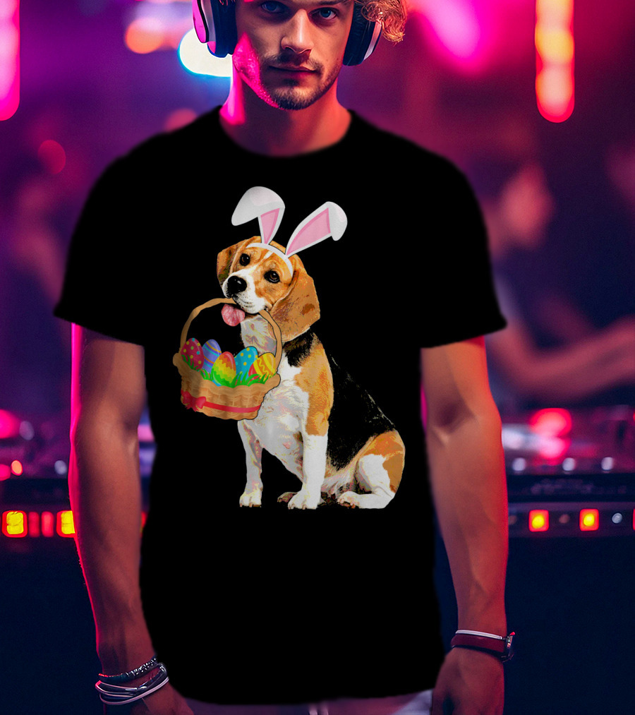 Beagle Bunny Easter Egg Basket Fun T-Shirt