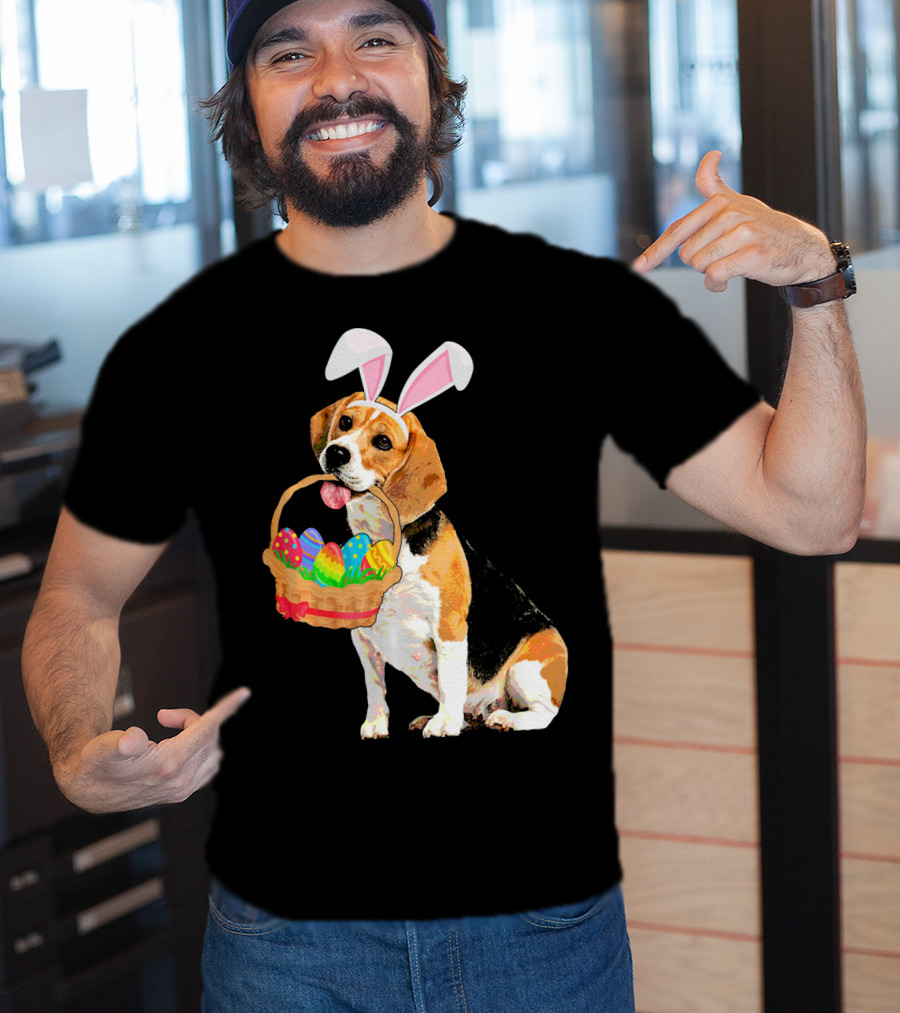 Beagle Bunny Easter Egg Basket Fun T-Shirt