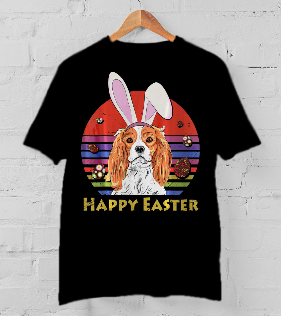 Happy Easter Cavalier King Charles Dog Bunny Headband T-Shirt