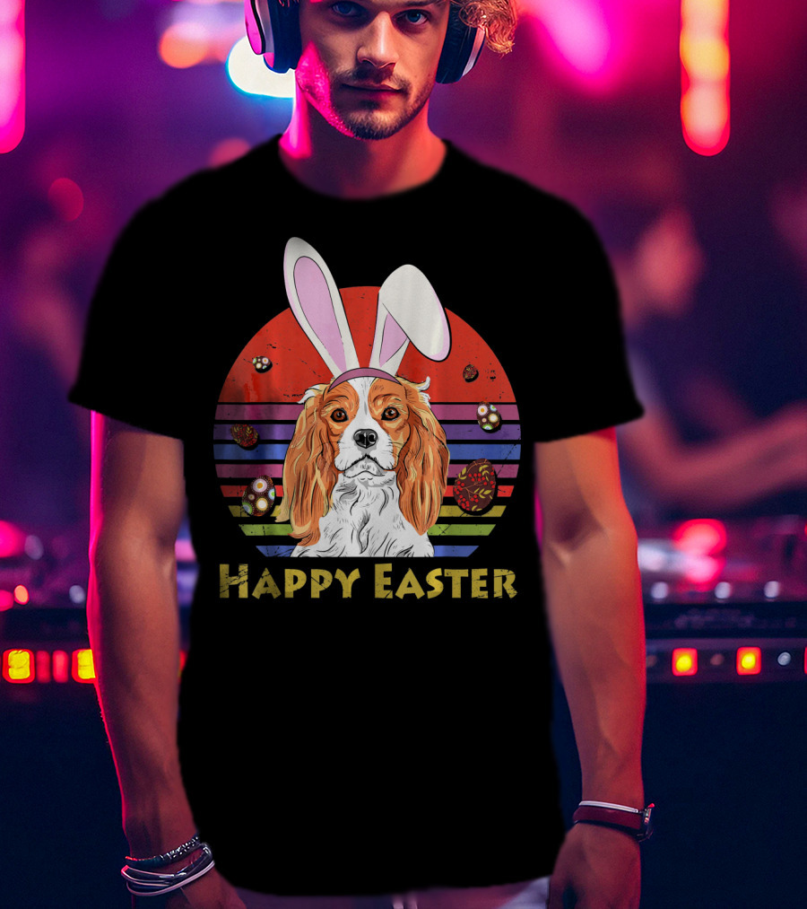 Happy Easter Cavalier King Charles Dog Bunny Headband T-Shirt