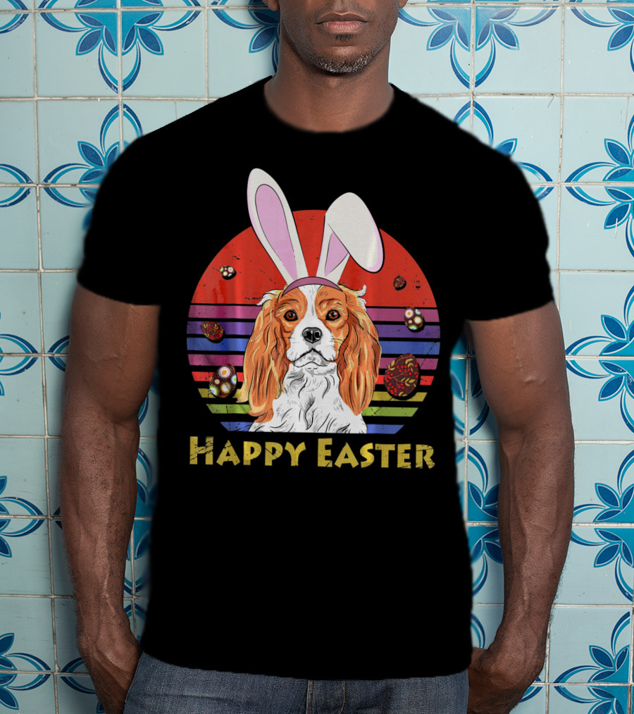 Happy Easter Cavalier King Charles Dog Bunny Headband T-Shirt