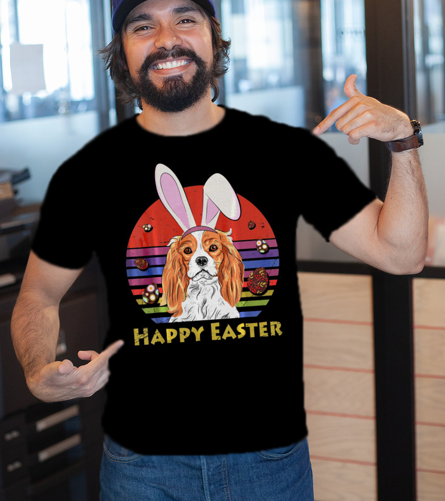 Happy Easter Cavalier King Charles Dog Bunny Headband T-Shirt