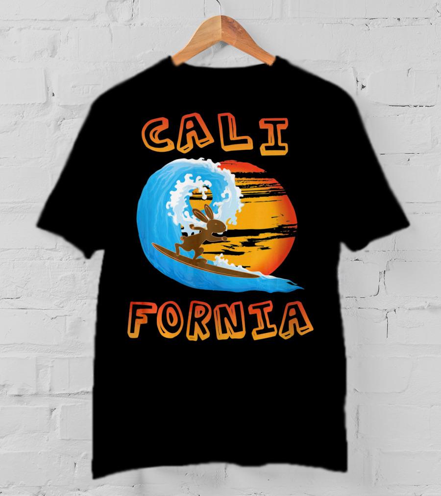 California Surfing Rabbit Easter Wave Sun T-Shirt