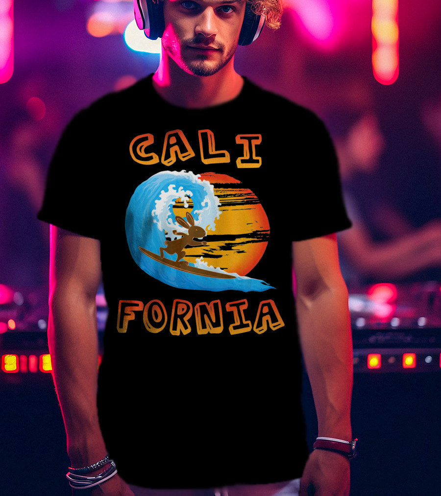 California Surfing Rabbit Easter Wave Sun T-Shirt