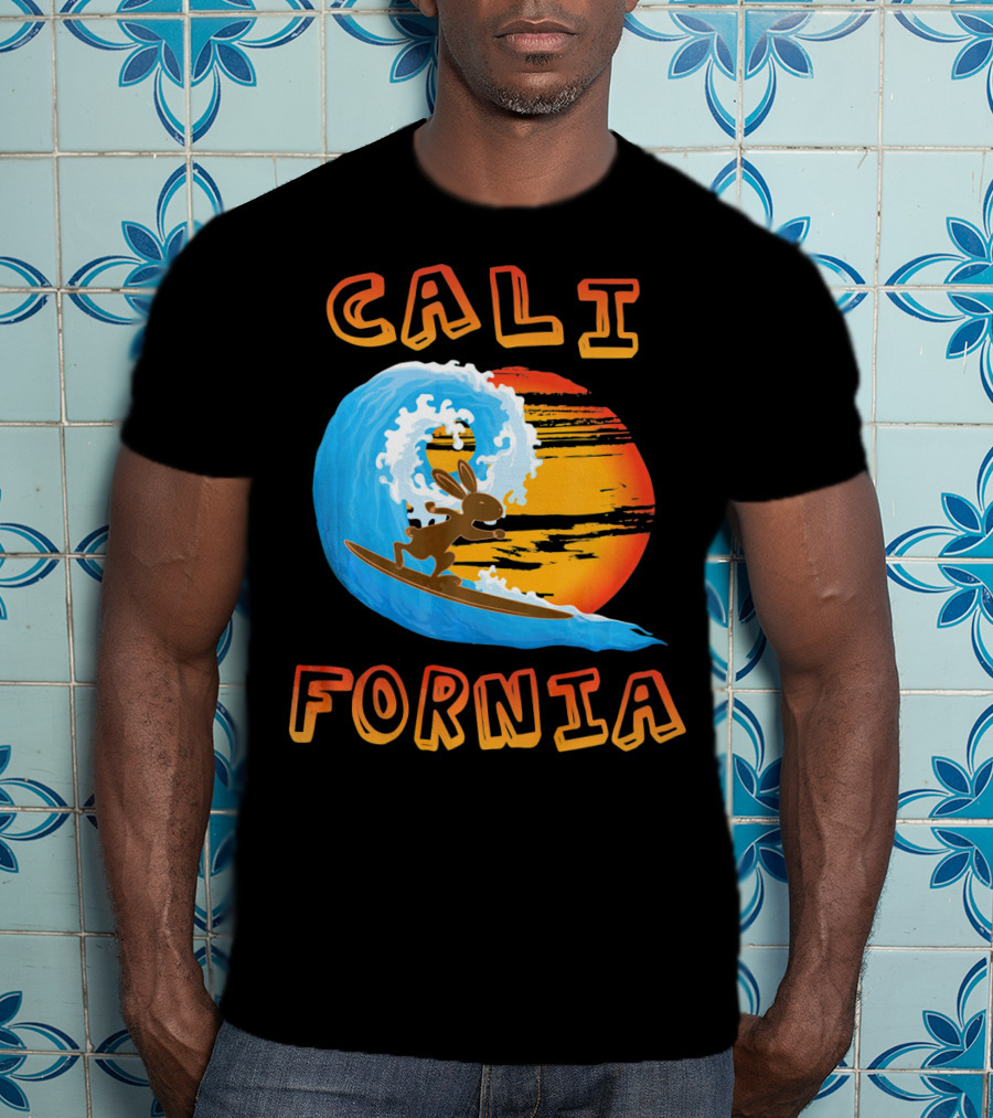 California Surfing Rabbit Easter Wave Sun T-Shirt