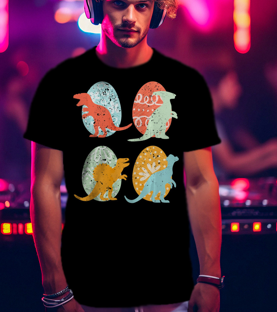Colorful Easter Dinosaur Eggs With T-Rex Stegosaurus And More T-Shirt