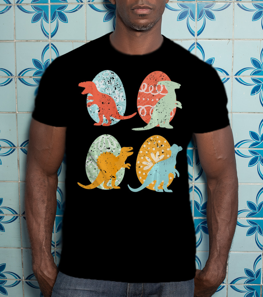 Colorful Easter Dinosaur Eggs With T-Rex Stegosaurus And More T-Shirt