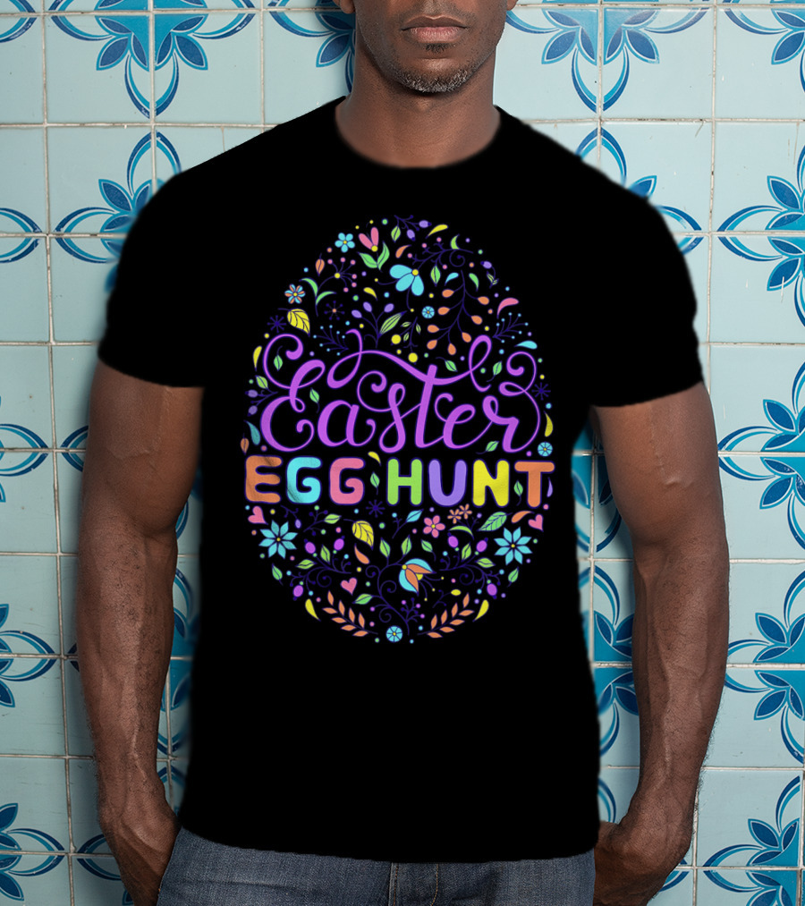 Easter Egg Hunt Colorful Floral T-Shirt