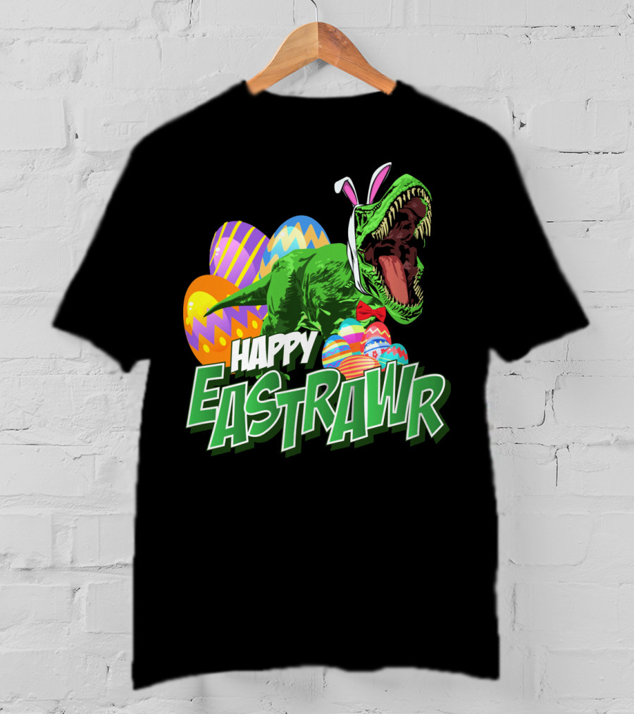 Happy Eastrawr Dinosaur Rex Easter Eggs Bunny Ears T-Shirt
