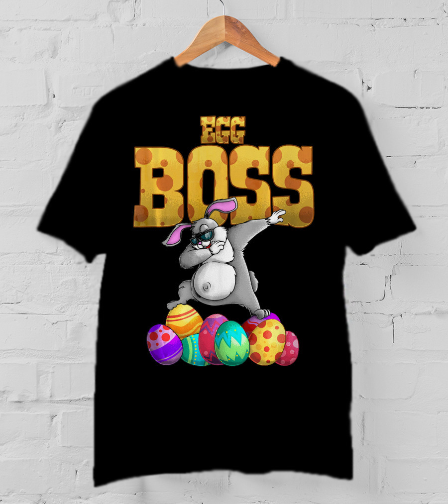 Egg Boss Cute Dabbing Easter Bunny With Colorful Eggs T-Shirt
