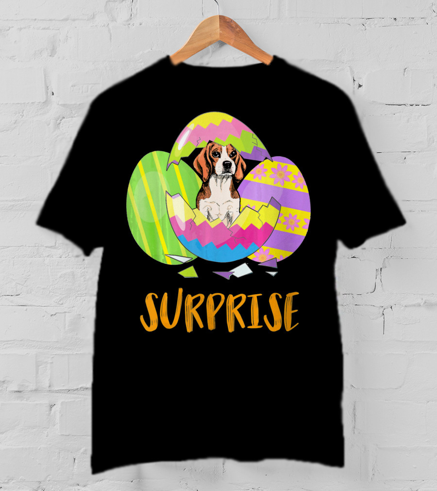 Surprise Beagle Bunny Funny Easter T-Shirt