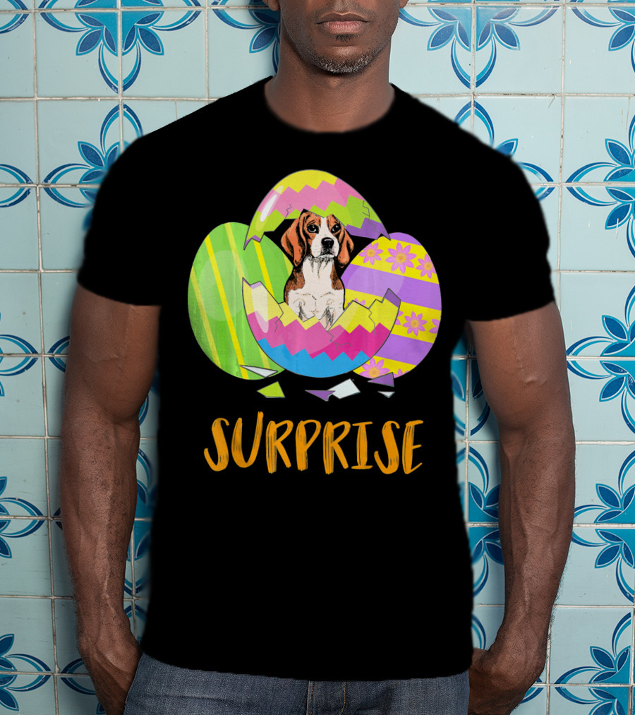 Surprise Beagle Bunny Funny Easter T-Shirt