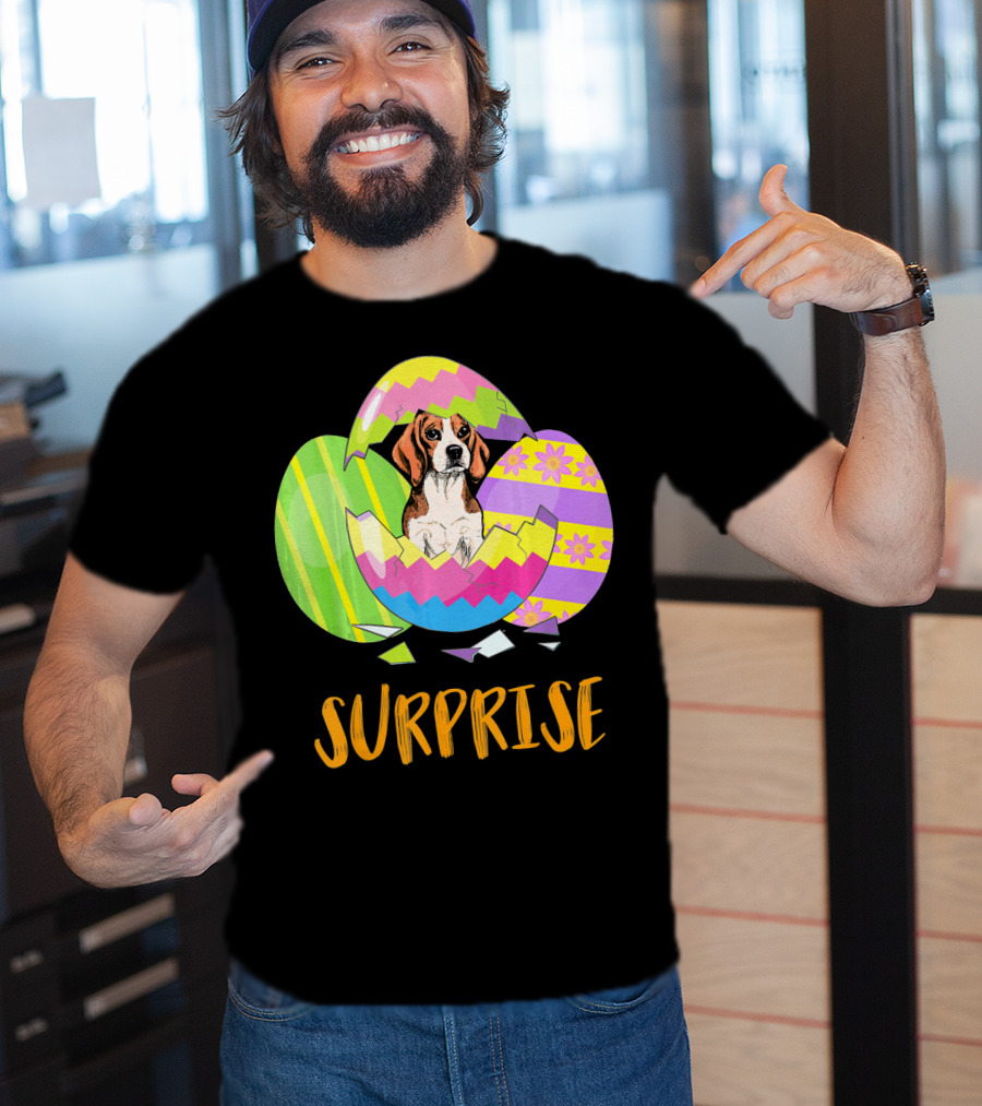 Surprise Beagle Bunny Funny Easter T-Shirt
