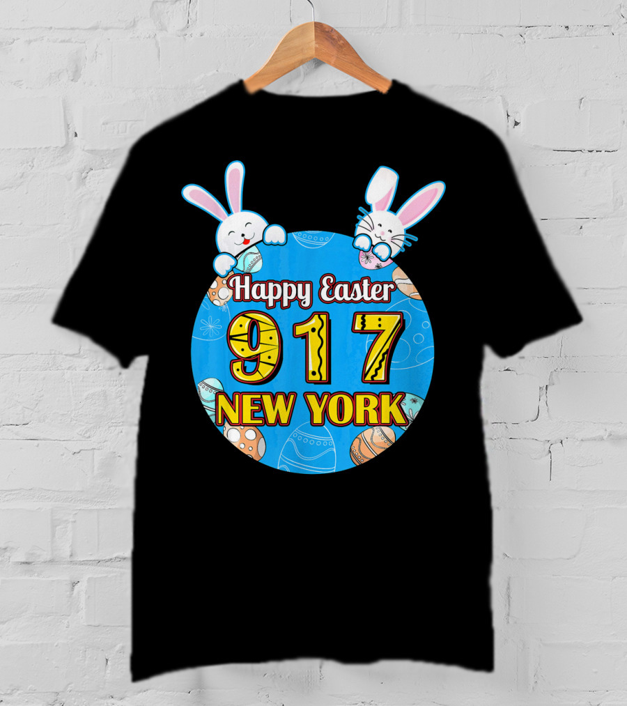 Happy Easter 917 New York With Bunnies And Eggs T-Shirt