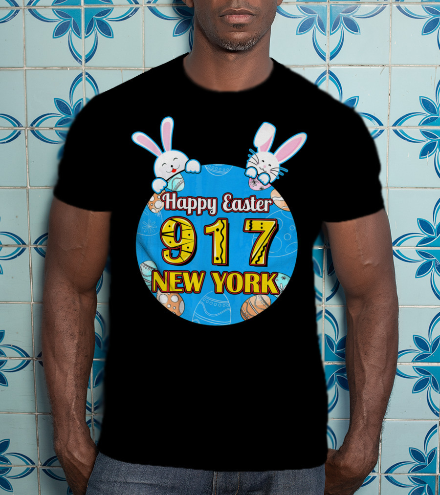 Happy Easter 917 New York With Bunnies And Eggs T-Shirt