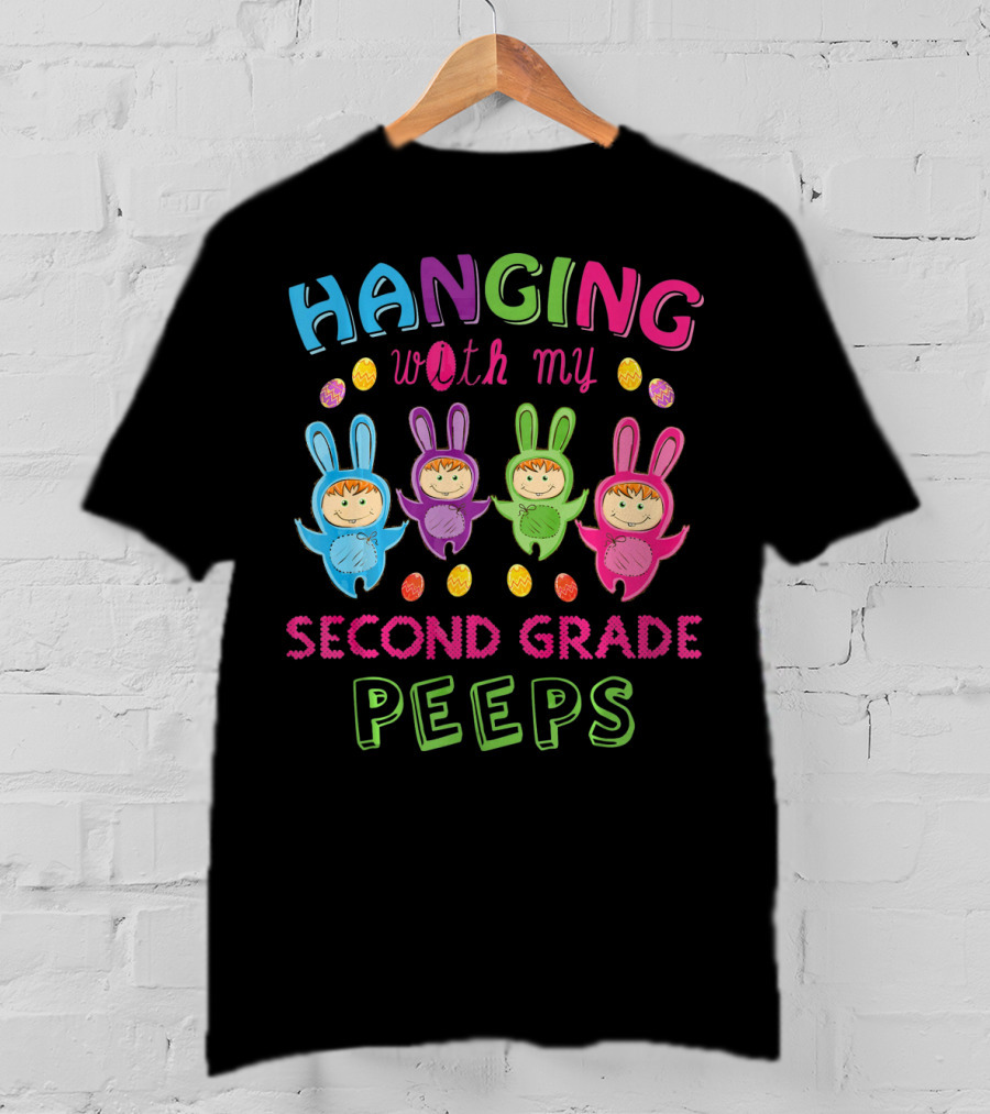 Hanging With My Second Grade Peeps Cute Bunny Kids T-Shirt