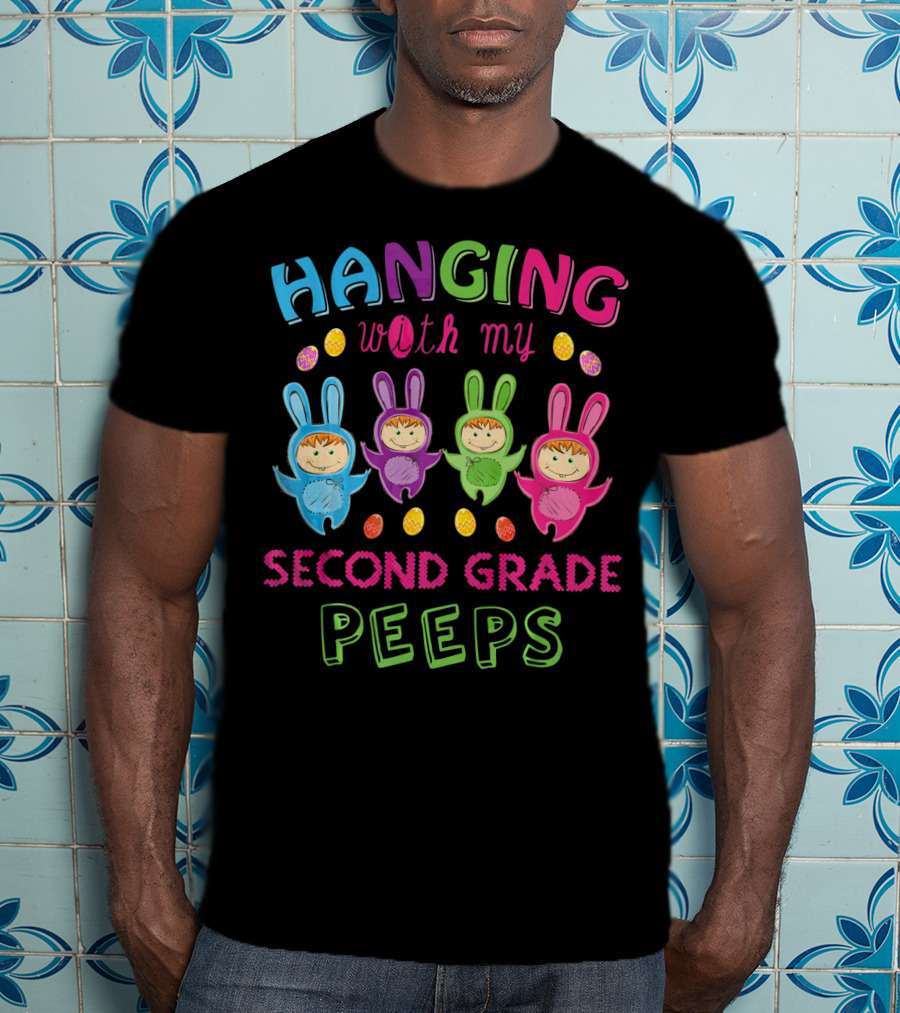 Hanging With My Second Grade Peeps Cute Bunny Kids T-Shirt