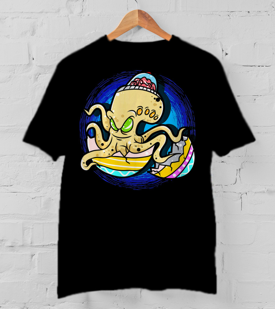 Alien Octopus Breaking Out Of Easter Egg Hunt Strategy T-Shirt