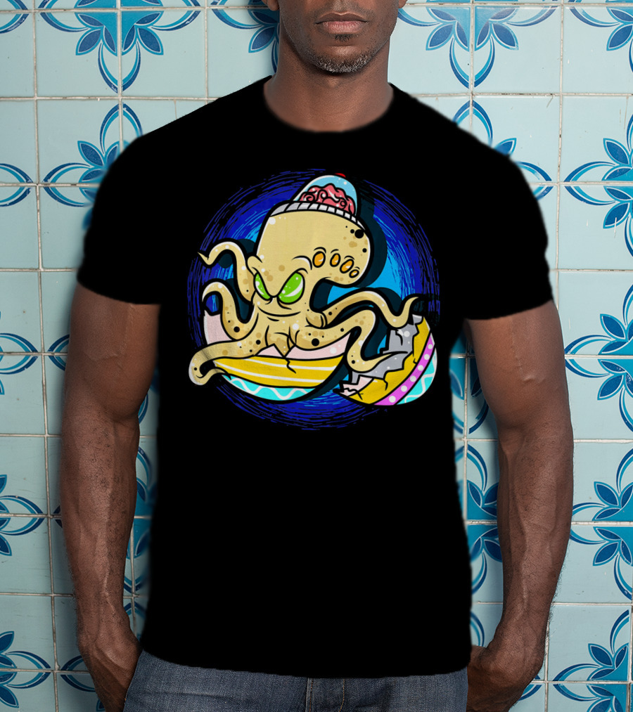 Alien Octopus Breaking Out Of Easter Egg Hunt Strategy T-Shirt