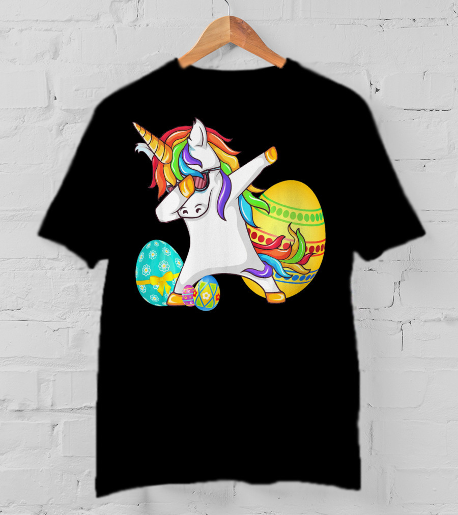 Dabbing Unicorn With Easter Eggs And Bunny Ears T-Shirt