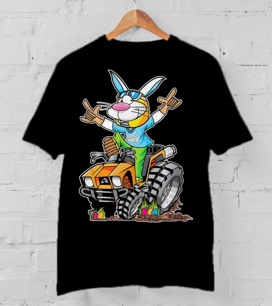 Easter Bunny Egg Champ Riding ATV With Easter Eggs And Sunglasses T-Shirt