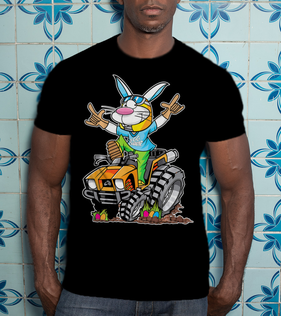 Easter Bunny Egg Champ Riding ATV With Easter Eggs And Sunglasses T-Shirt