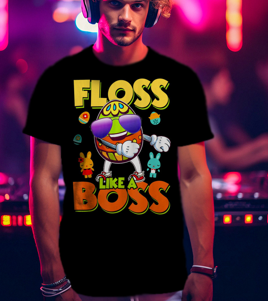 Floss Like A Boss Easter Egg With Kids And Bunnies T-Shirt
