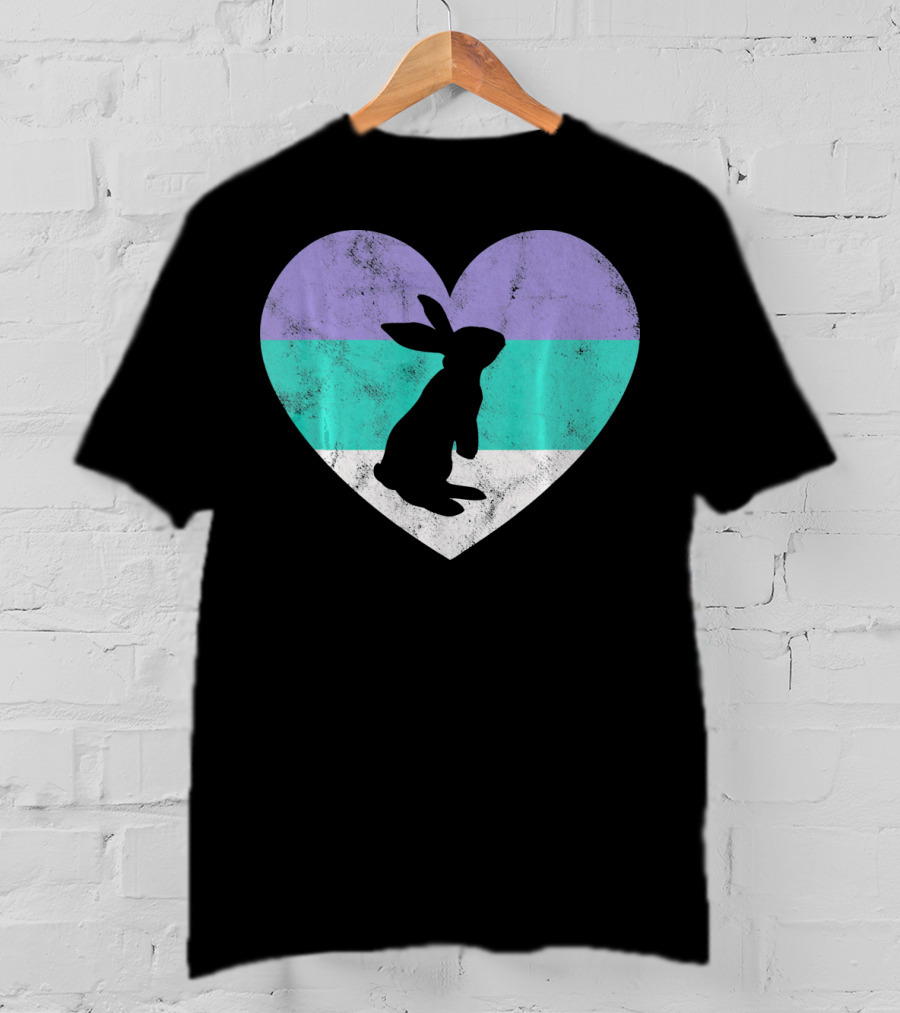 Rabbit Heart With Pride Flag Colors T-Shirt