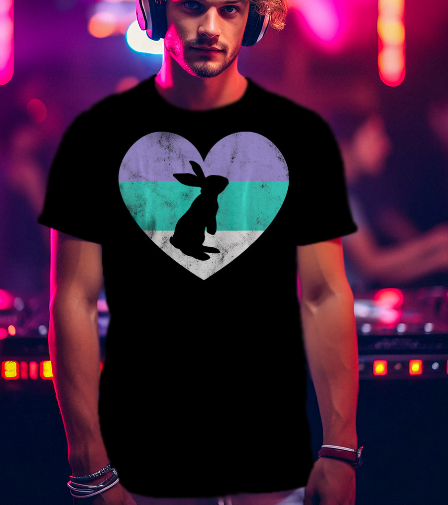 Rabbit Heart With Pride Flag Colors T-Shirt