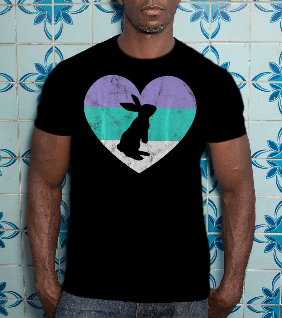 Rabbit Heart With Pride Flag Colors T-Shirt