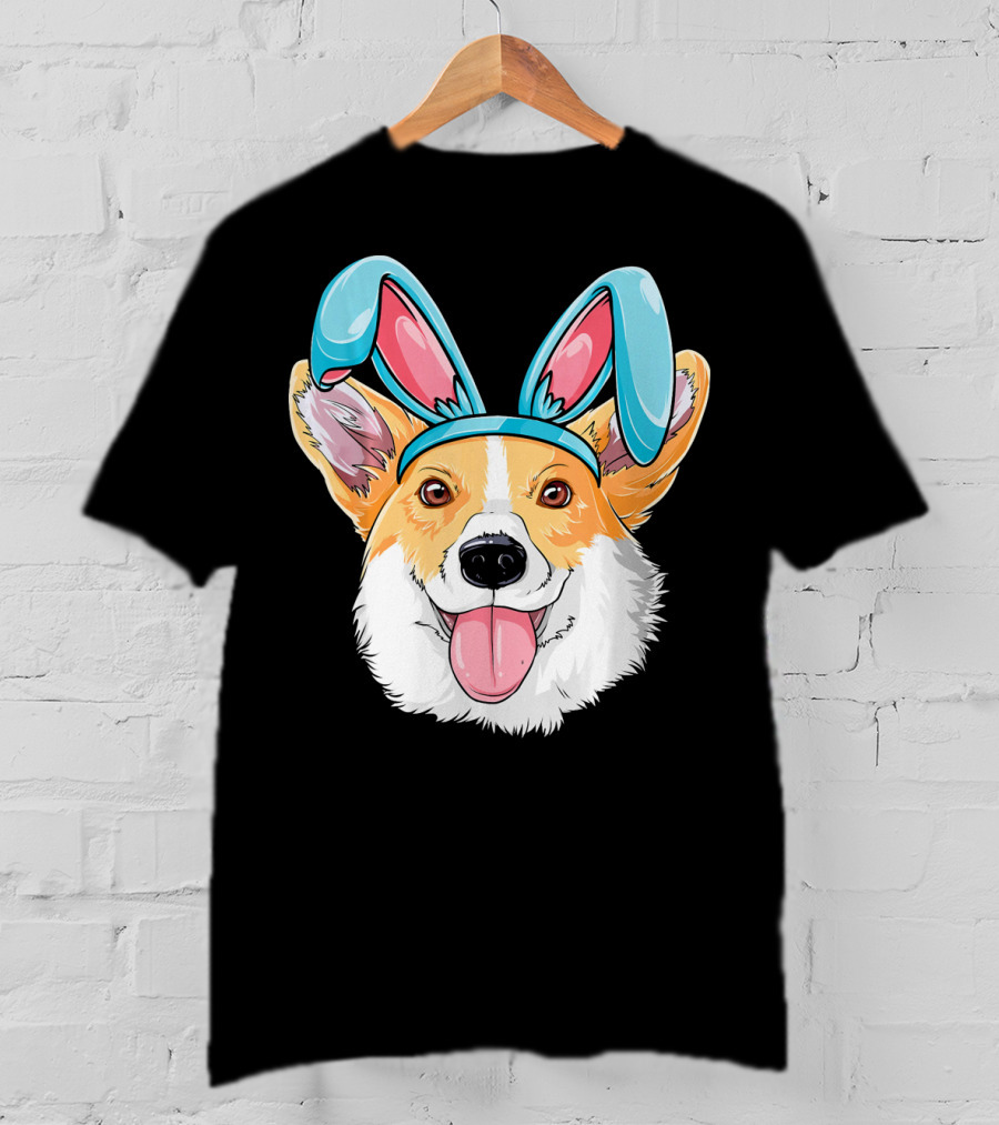 Easter Bunny Ears Corgi Dog T-Shirt