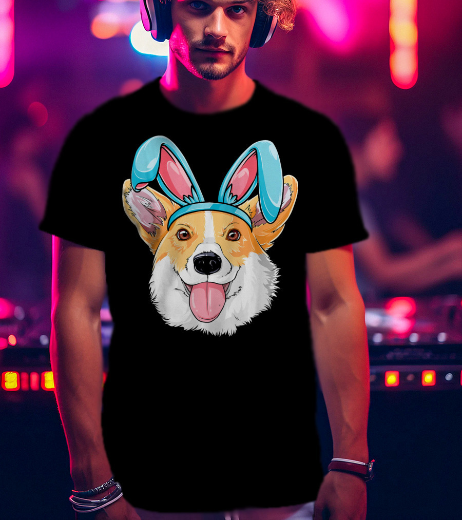 Easter Bunny Ears Corgi Dog T-Shirt